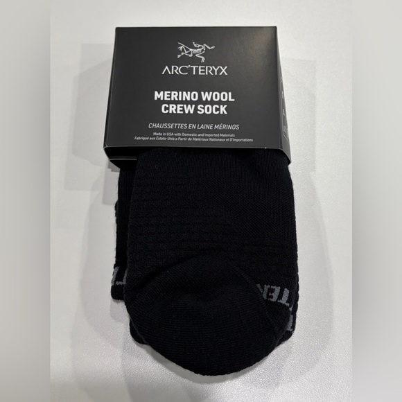 Arc’teryx Men's Women's Large Merino Wool 3/4 Crew Sock Black NWT Hiking Blend - Picture 3 of 6